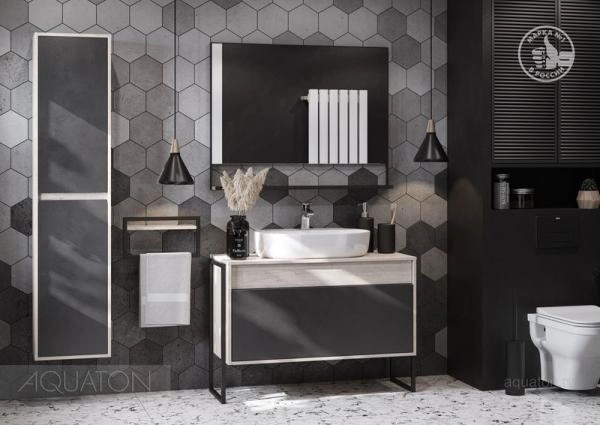 Тумба под раковину AQUATON Лофт Урбан 100 серый графит, дуб орегон 1A247701LQX60