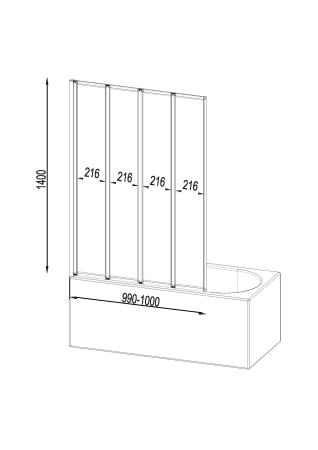 Душевая шторка на ванну AM.PM Like W80BS-100-140CT хром, прозрачное 100 см