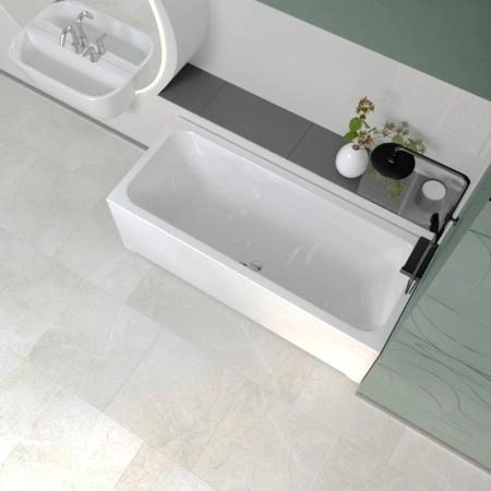 Ванна акриловая "ПАТРИСИЯ 175х75", рама-подставка, фронтальная панель, слив-перелив автомат с сеточкой (бронза, с сифоном)