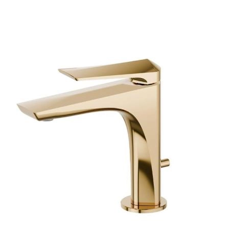 Newform Delta Zero Смеситель для раковины, 1 отв., с донным клапаном, цвет: PVD glossy gold