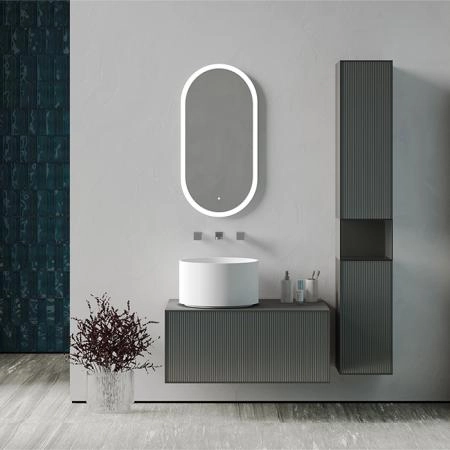 Salini Armonia Зеркало для ванны 45х90х2.5см., фоновая и фронтальная подсветка 3в1, сенсорный выключатель, крепления, без подогрева