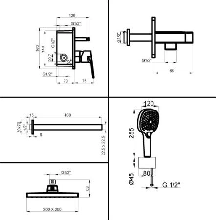Промо-комплект AZARIO TREYA встраиваемый для душа, хром (AZ-15680721)