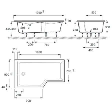 Ванна Jacob Delafon BAIN-DOUCHE NEO E6D004L-00 180x90 см левая