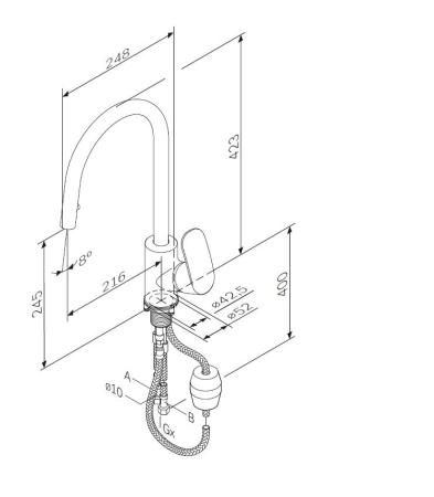 Смеситель для кухни AM.PM Like F8012000 Смеситель - хром, шланг - черный