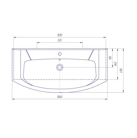 Раковина Kirovit Элеганс 105 см подвесная