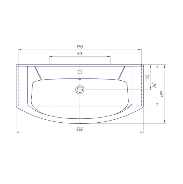 Раковина Kirovit Элеганс 105 см подвесная