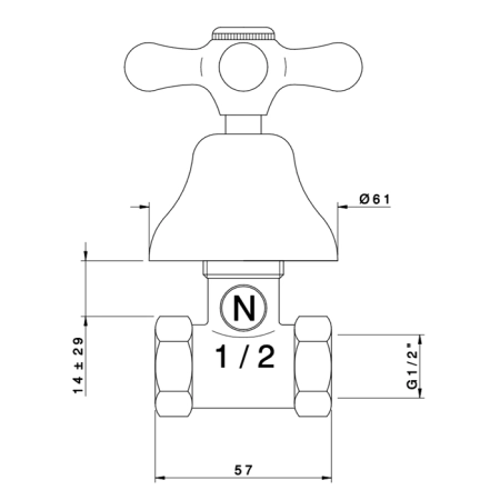Nicolazzi Nuova Brenta Запорный вентиль 1/2", цвет: хром