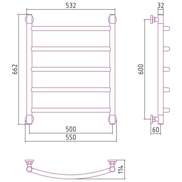 Полотенцесушитель Сунержа Галант+ 550x662 водяной