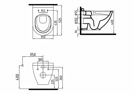 Унитаз Bien HARMONY подвесной безободковый со встроенным смесителем сиденье микролифт HRKA052N5VE0W5000