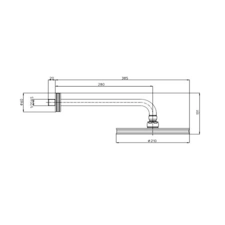 Верхний душ Bossini Liberty H27740G.022 210 мм,кронштейн 280 мм, цвет ottone antico/ античная бронза