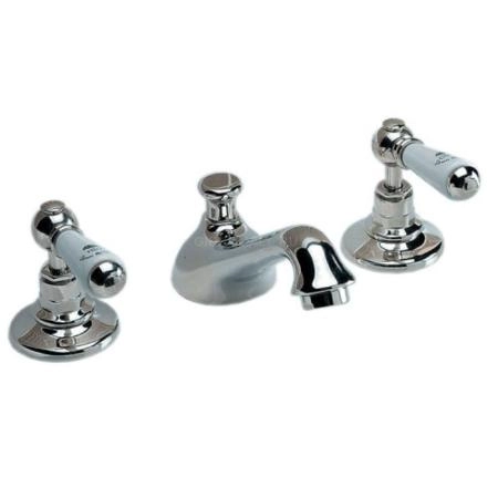 Devon Dandy Смеситель для раковины на 3 отв., с донным клапаном, c ручками белыми, цвет: хром