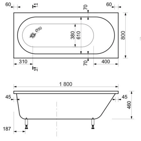 Ванна AquaStone Наоми 180х80 иск. камень