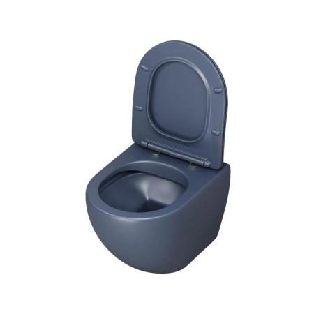 Унитаз Grossman GR-4455BLMS Color (485*360*375) СИНИЙ МАТОВЫЙ подвесной Безободковый с тонкой крышкой