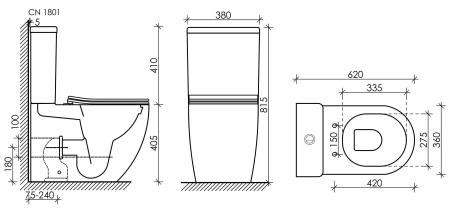 Напольный пристенный унитаз Mia Rimless