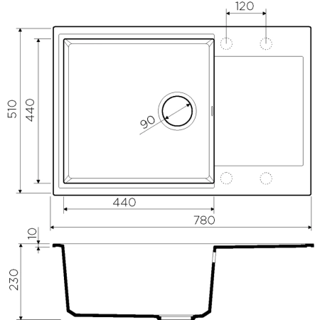 Кухонная мойка Omoikiri Daisen 78-LB-PA 4993688, 780*510 Пастила