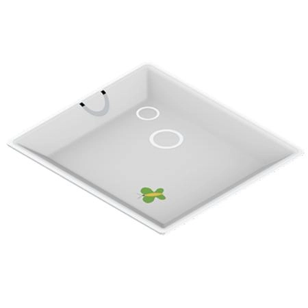 THG CAPUCINE VERT DECOR PLATINE Поднос керамический 171х154 мм., настольный, middle size, декор платина/зеленый, цвет: белый