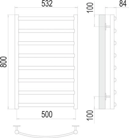 Полотенцесушитель Terminus Атланта+ П8 500х800 водяной