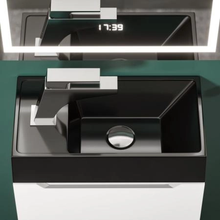 Раковина Uperwood Classic New 41х22,5х10 см, черная глянцевая, с накладкой для слива