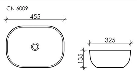 Умывальник чаша накладная прямоугольная Element 455x325x135мм