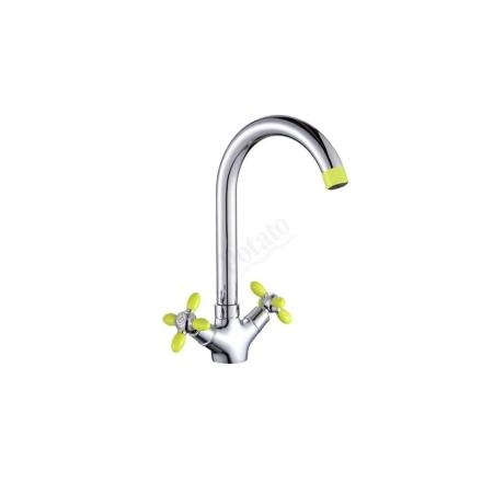 Смеситель Potato Р4471-11 для кухни, зелёный-хром