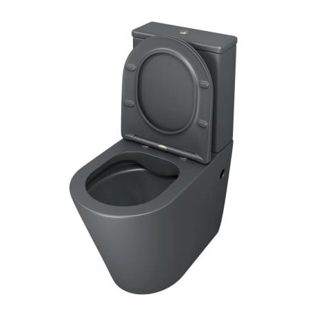 Унитаз Grossman GR-4480GMS Color (620*365*810) СЕРЫЙ МАТОВЫЙ напольный Безободковый с тонкой крышкой