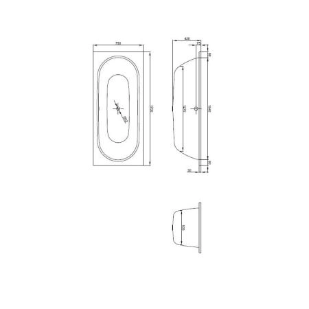 Ванна BetteStarlet 1380-000 170х75 стальная, перелив по центру