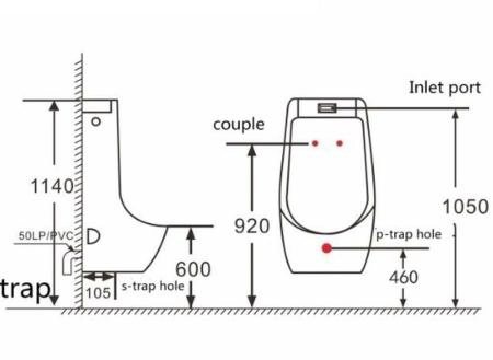 Писсуар настенный SantiLine SL-6002 с функцией электронного смыва