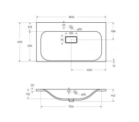 Тумба под раковину Belbagno MARINO Capucino Lucido подвесная 800x450x500 MARINO-800-2C-SO-CL-P