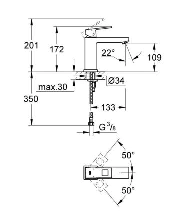 Смеситель Grohe Eurocube 23446000 для раковины однорычажный со средним изливом, гладкий корпус