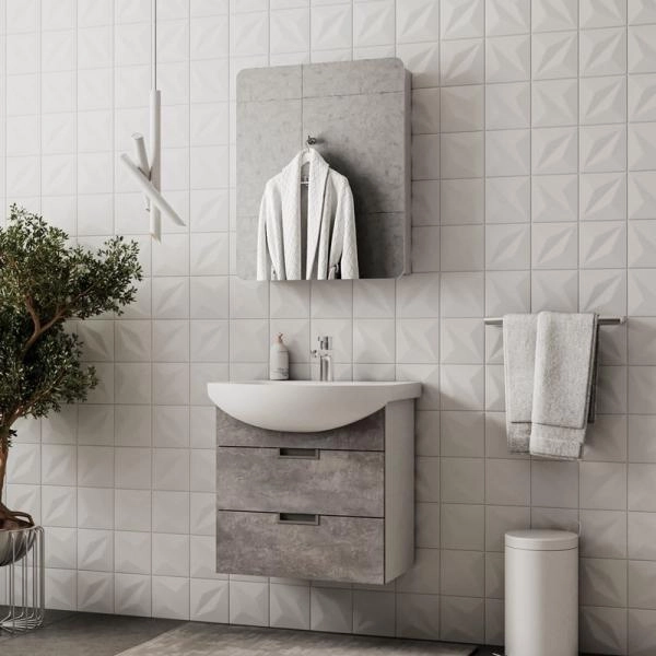Тумба для ванной Volna Vario Z.60.2Y Цемент подвесная (Балтика) раковина отдельно