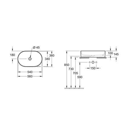 Раковина Villeroy&Boch COLLARO 4A195601 56x36см на столешницу