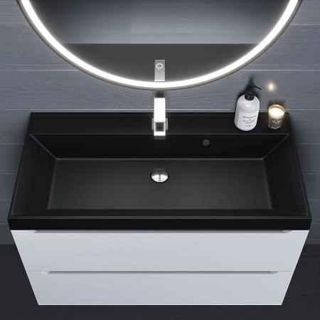 Раковина кварцевая Uperwood Classic Quartz 90 см, черная матовая, космос