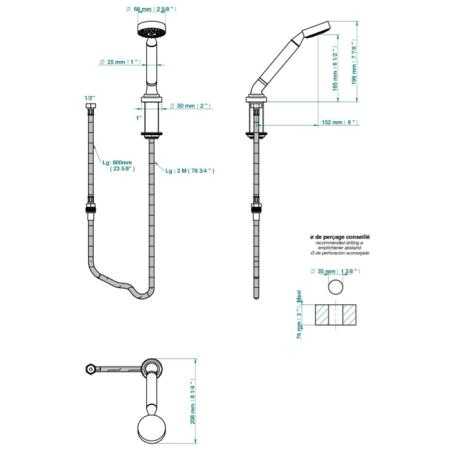 THG Bagatelle metal Ручной душ, 1 отв., цвет: хром