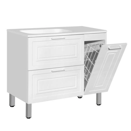 Тумба Style Line Elfante Альба (2 ящ./корзина) Барселона 90 Левая, Люкс, белый, PLUS универсальная