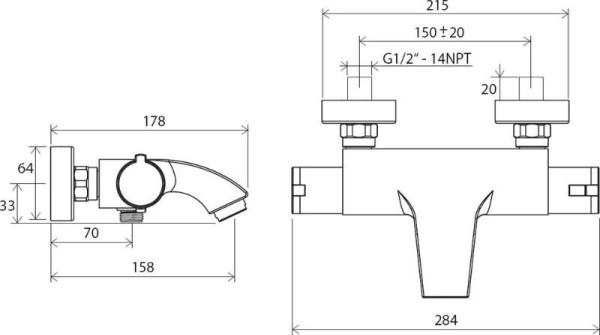 Смеситель Ravak для ванны TE 082.00/150 X070046 термостат