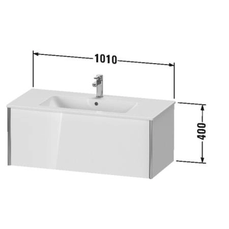 Duravit XViu Тумба подвесная 101x48x40см, с раковиной, 1 ящик, цвет: белый глянцевый/champagne matt