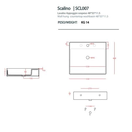 Artceram Scalino Раковина накладная 55х48см, с 1 отв., без слив перелива, цвет: белый  матовый