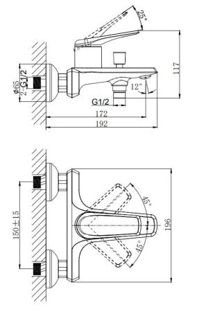 Смеситель для ванны RUSH Nevis (NE1735-44)