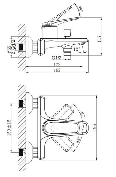 Смеситель для ванны RUSH Nevis (NE1735-44)