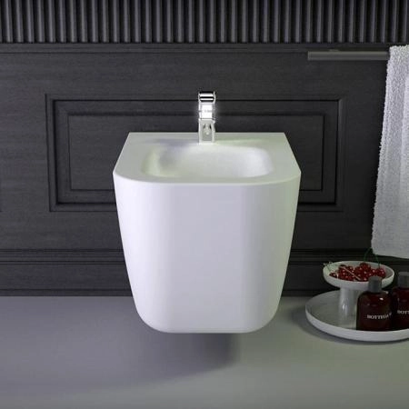 KNIEF Glam Биде подвесное 58х39х37 см, с 1 отв под смеситель, цвет: белый матовый
