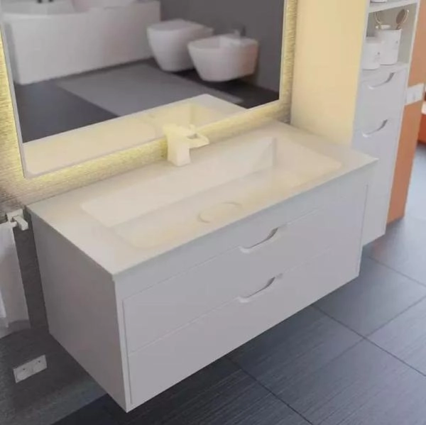 Тумба под раковину для ванной Uperwood Modul 100 см, подвесная, глянцевая, белая