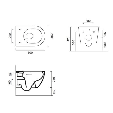 Catalano Sfera Унитаз подвесной 50x35см, безободковый, смыв Tornado, покрытие Twinglaze+, цвет: Cemento Satinato