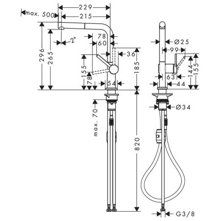 Hansgrohe Talis M54 Смеситель для кухни, 1 отв., с вытяжным изливом 1jet, цвет: черный матовый