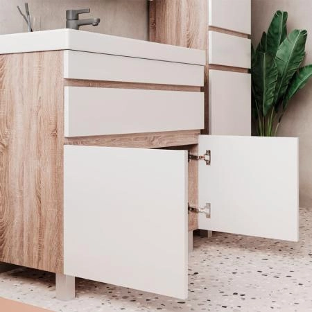 Тумба для ванной Volna Conty 80.2D.1Y Белый/дуб сонома напольная (9696) раковина отдельно