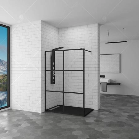 Перегородка для душа RGW Walk In WA-11B 120x120 см стекло прозрачное/профиль черный 32101112-84