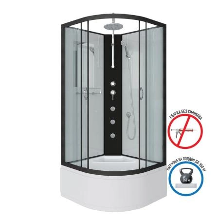 Душевая кабина Niagara NG-6707-14BKTG 800х800х2100-2400 высокий поддон 40см стекло прозрачное черные профиля