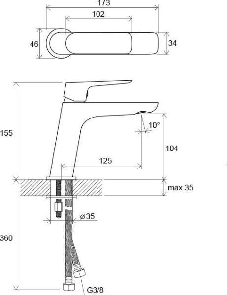 Смеситель для умывальника Ravak Classic CL 012.00 без донного клапана X070080