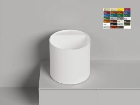 Раковина Salini ARMONIA ROUND TOP 03 S-Stone покраска RAL матовая 45x45 130423TMF накладная без отв.смесителя