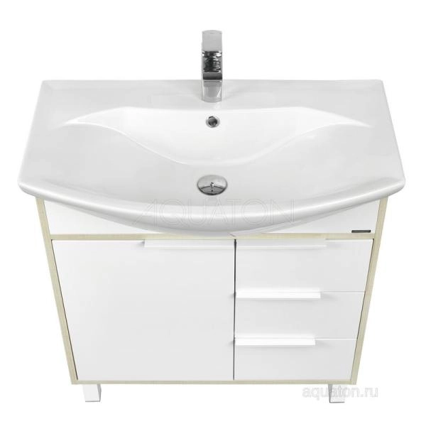 Тумба под раковину Aquaton Рико 1A215401RIB90 80 с ящиком белый,ясень фабрик