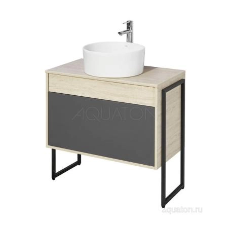 Тумба под раковину AQUATON Лофт Урбан 80 серый графит, дуб орегон 1A247601LQX60